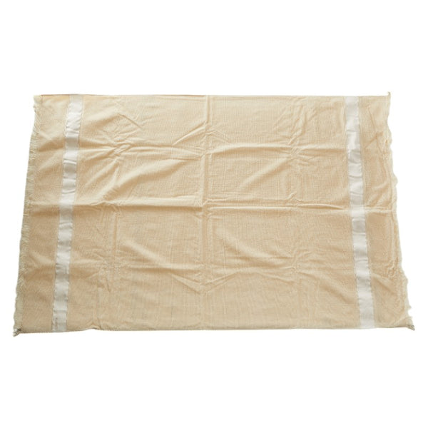 エルメス ロゴ刺繍 フリンジ バスタオル ビーチタオル ブランケット アイボリー ホワイト コットン レーヨン レディース HERMES 【中古】