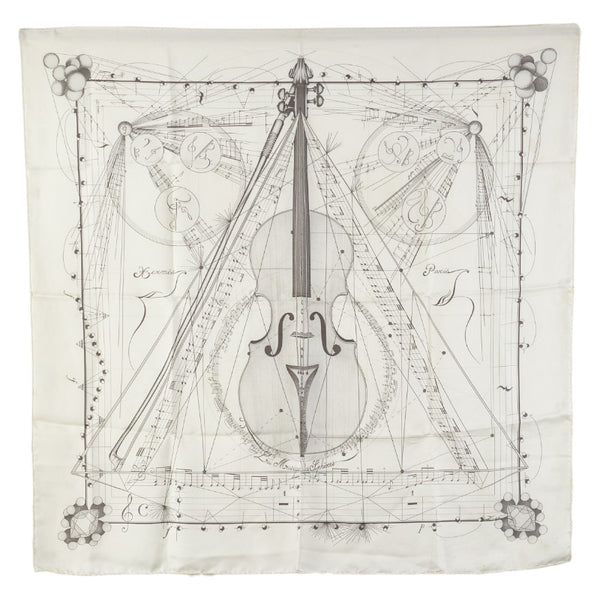 エルメス カレ90 La Musique des Spheres 球体が奏でる音楽 スカーフ アイボリー シルク レディース HERMES 【中古】