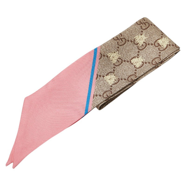 グッチ GG柄 ビー ハチ スカーフ ツイリー ネックボウ ブラウン マルチカラー レディース GUCCI 【中古】