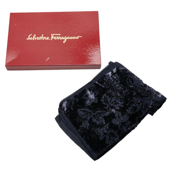サルヴァトーレフェラガモ 花柄 ストール ネイビー レディース Salvatore Ferragamo 【中古】