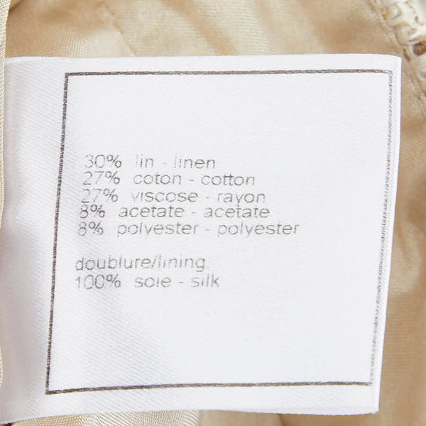 シャネル ツイード ココマークボタン ジャケット パンツ セットアップ ベージュ リネン コットン レディース CHANEL 【中古】