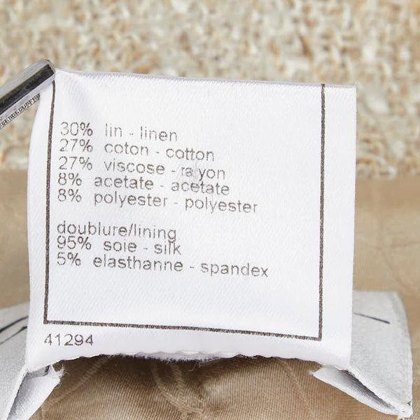 シャネル ツイード ココマークボタン ジャケット パンツ セットアップ ベージュ リネン コットン レディース CHANEL 【中古】