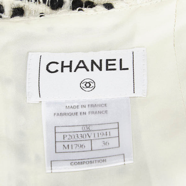 シャネル ツイード スパンコール スカート フレア ひざ丈 サイズ：36 ホワイト ブラック ウール コットン レディース CHANEL 【中古】