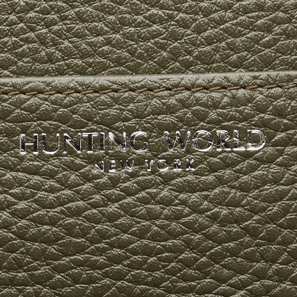 ハンティングワールド スマホポーチ ショルダーバッグ カーキ レザー レディース HUNTING WORLD 【中古】