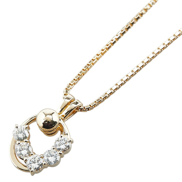 K18YG イエローゴールド ダイヤ0.79ct ベネチアン チェーン ネックレス レディース 【中古】