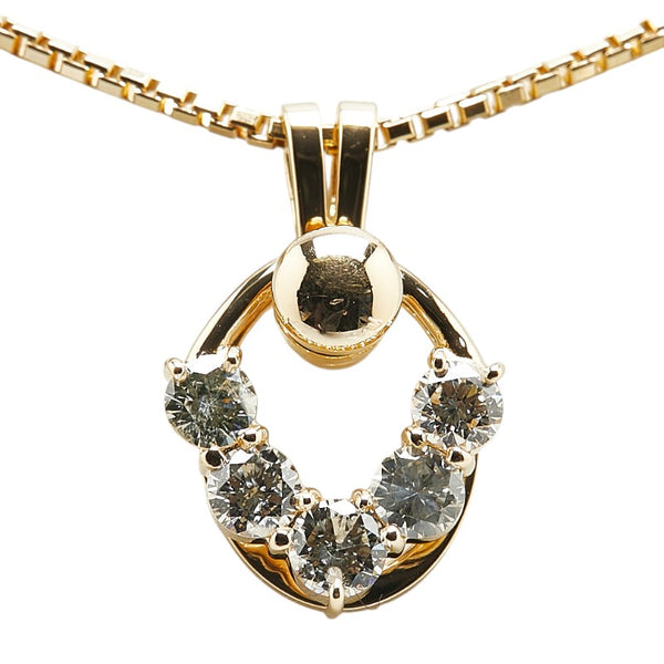 K18YG イエローゴールド ダイヤ0.79ct ベネチアン チェーン ネックレス レディース 【中古】