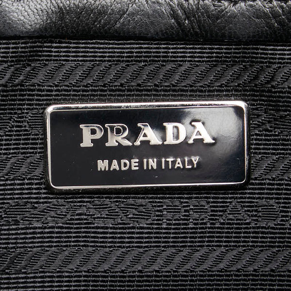 プラダ 三角ロゴプレート トートバッグ ショルダーバッグ ブラック ナイロン レザー レディース PRADA 【中古】
