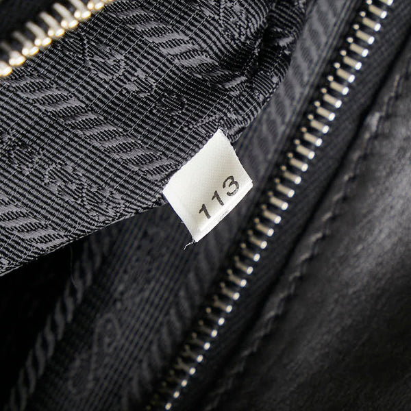 プラダ 三角ロゴプレート トートバッグ ショルダーバッグ ブラック ナイロン レザー レディース PRADA 【中古】