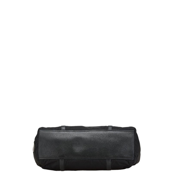 プラダ 三角ロゴプレート トートバッグ ショルダーバッグ ブラック ナイロン レザー レディース PRADA 【中古】