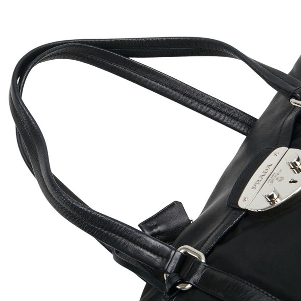プラダ 三角ロゴプレート トートバッグ ショルダーバッグ ブラック ナイロン レザー レディース PRADA 【中古】