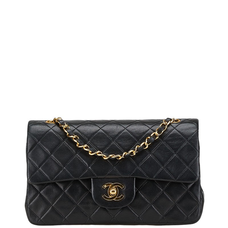 シャネル ココマーク マトラッセ23 ダブルフラップ チェーン ショルダーバッグ ブラック ラムスキン レディース CHANEL 【中古】