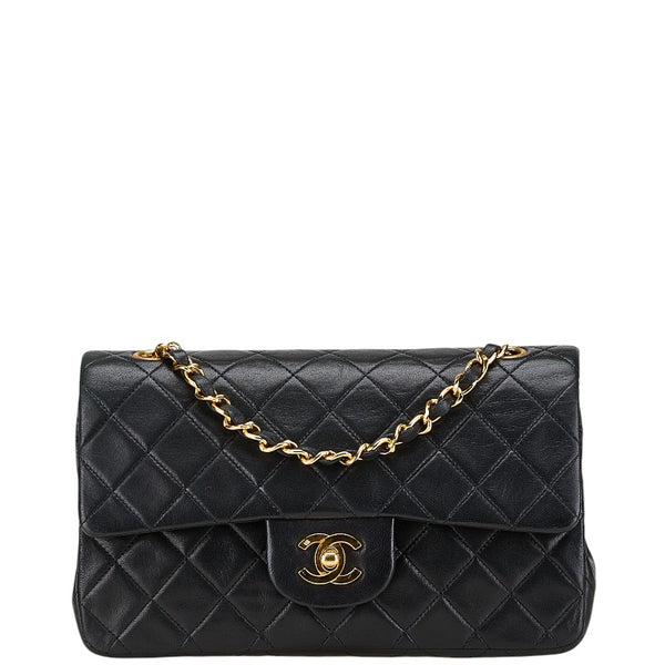 シャネル ココマーク マトラッセ23 ダブルフラップ チェーン ショルダーバッグ ブラック ラムスキン レディース CHANEL 【中古】