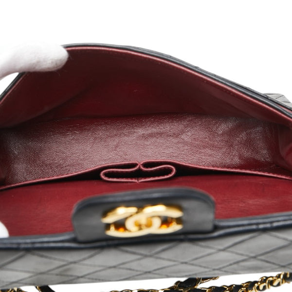 シャネル ココマーク マトラッセ23 ダブルフラップ チェーン ショルダーバッグ ブラック ラムスキン レディース CHANEL 【中古】