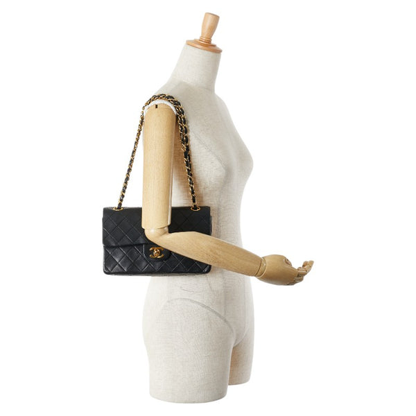 シャネル ココマーク マトラッセ23 ダブルフラップ チェーン ショルダーバッグ ブラック ラムスキン レディース CHANEL 【中古】