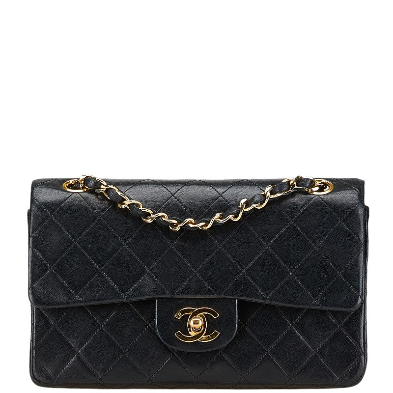 シャネル ココマーク マトラッセ23 ダブルフラップ チェーン ショルダーバッグ ブラック ラムスキン レディース CHANEL 【中古】