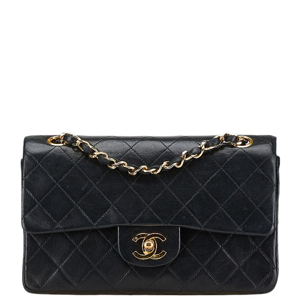 シャネル ココマーク マトラッセ23 ダブルフラップ チェーン ショルダーバッグ ブラック ラムスキン レディース CHANEL 【中古】