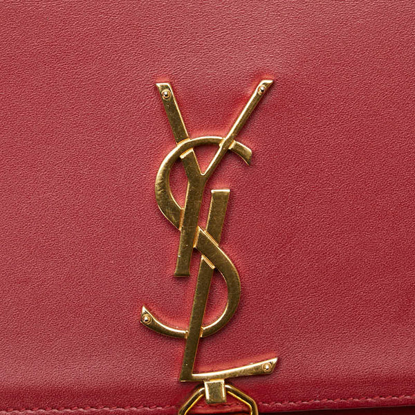 サンローラン KATE ケイト タッセル 斜め掛け チェーン ショルダーバッグ ウォレット 452159 レッド レザー レディース SAINT LAURENT 【中古】