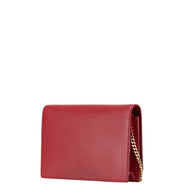 サンローラン KATE ケイト タッセル 斜め掛け チェーン ショルダーバッグ ウォレット 452159 レッド レザー レディース SAINT LAURENT 【中古】