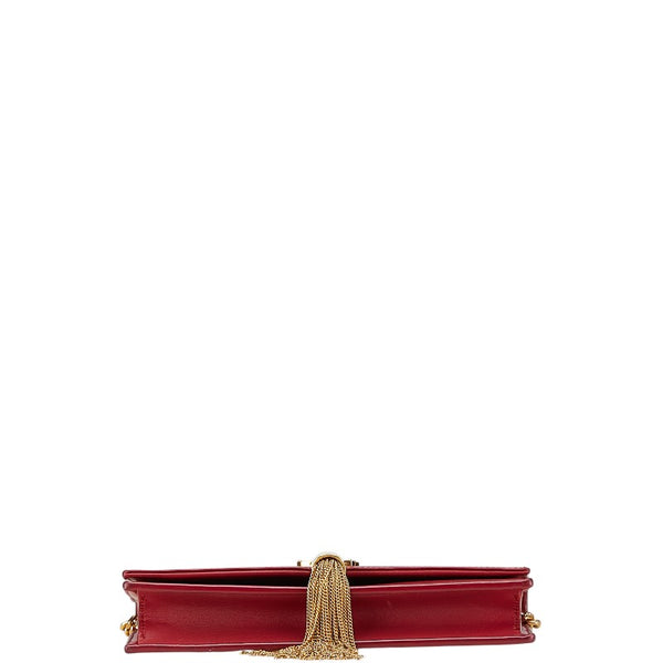 サンローラン KATE ケイト タッセル 斜め掛け チェーン ショルダーバッグ ウォレット 452159 レッド レザー レディース SAINT LAURENT 【中古】