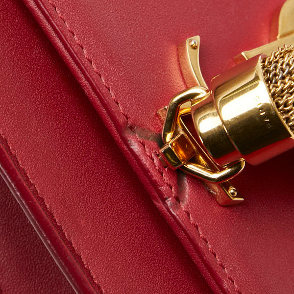 サンローラン KATE ケイト タッセル 斜め掛け チェーン ショルダーバッグ ウォレット 452159 レッド レザー レディース SAINT LAURENT 【中古】