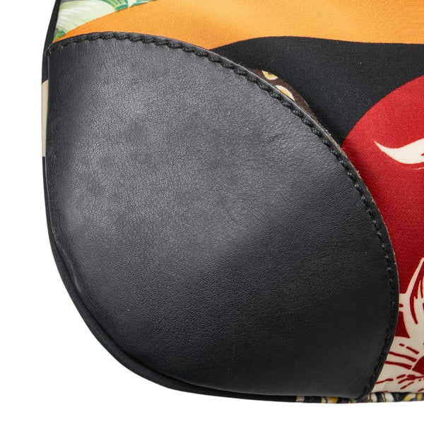 サルヴァトーレフェラガモ サバンナ アニマル ハンドバッグ AU-21 7477 ブラック マルチカラー ナイロン レザー レディース Salvatore Ferragamo 【中古】