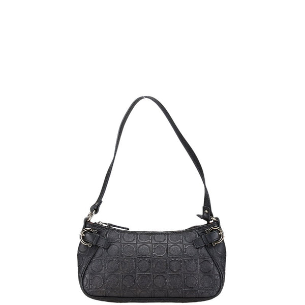 サルヴァトーレフェラガモ ガンチーニ ポーチ AU-21/4435 ブラック PVC レザー レディース Salvatore Ferragamo 【中古】