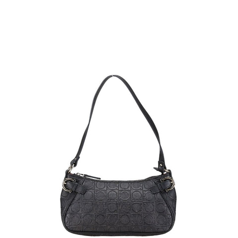 サルヴァトーレフェラガモ ガンチーニ ポーチ AU-21/4435 ブラック PVC レザー レディース Salvatore Ferragamo 【中古】