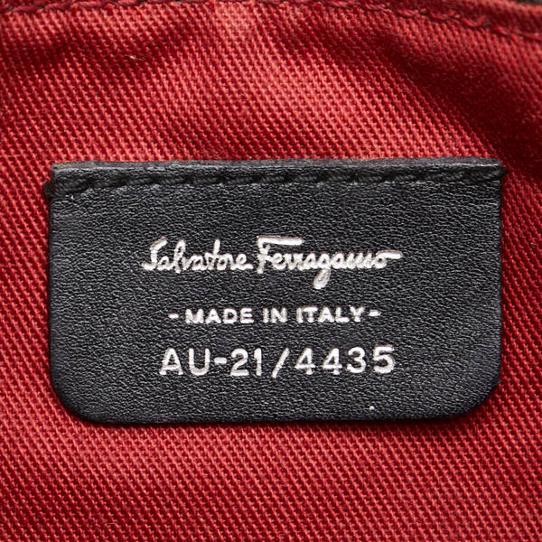 サルヴァトーレフェラガモ ガンチーニ ポーチ AU-21/4435 ブラック PVC レザー レディース Salvatore Ferragamo 【中古】