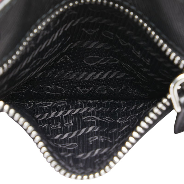 プラダ ドッグ 犬 イラスト カードケース コインケース 1TL360 ブラック ピンク サフィアーノ レザー レディース PRADA 【中古】