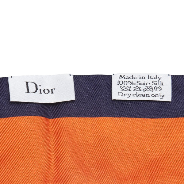 ディオール 砂時計 鍵 モチーフ スカーフ ネイビー ゴールド マルチカラー シルク レディース Dior 【中古】