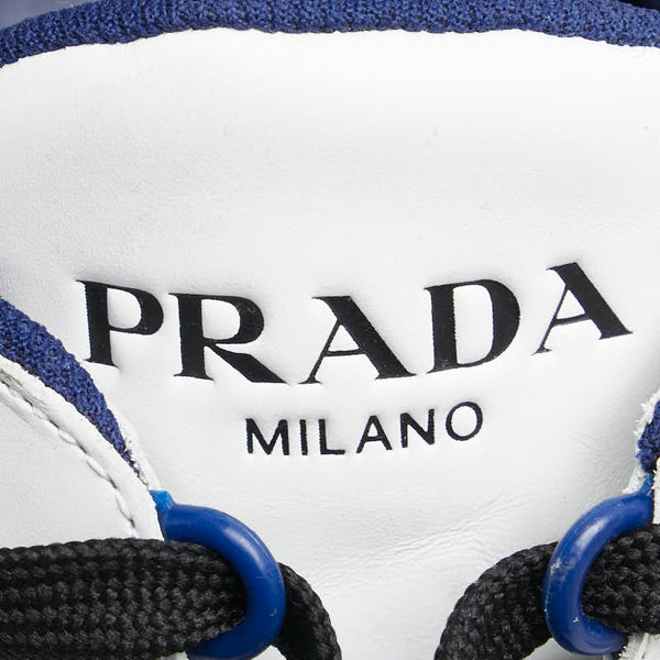 プラダ スニーカー サイズ：8 1/2 4E3482 ホワイト グレー ネイビー レザー スウェード メンズ PRADA 【中古】
