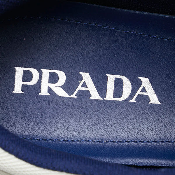プラダ スニーカー サイズ：8 1/2 4E3482 ホワイト グレー ネイビー レザー スウェード メンズ PRADA 【中古】