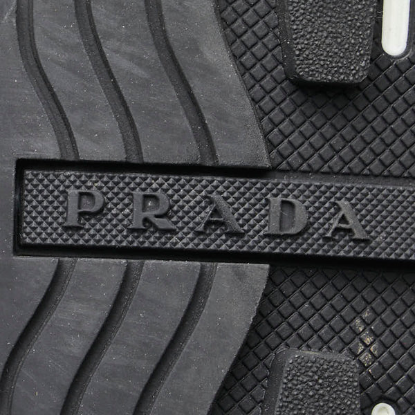 プラダ スニーカー サイズ：8 1/2 4E3482 ホワイト グレー ネイビー レザー スウェード メンズ PRADA 【中古】