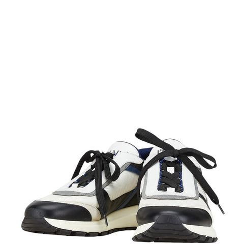プラダ スニーカー サイズ：8 1/2 4E3482 ホワイト グレー ネイビー レザー スウェード メンズ PRADA 【中古】