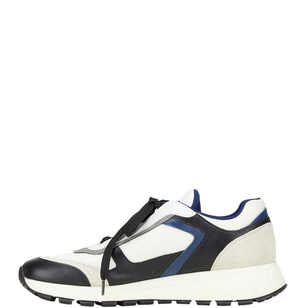 プラダ スニーカー サイズ：8 1/2 4E3482 ホワイト グレー ネイビー レザー スウェード メンズ PRADA 【中古】