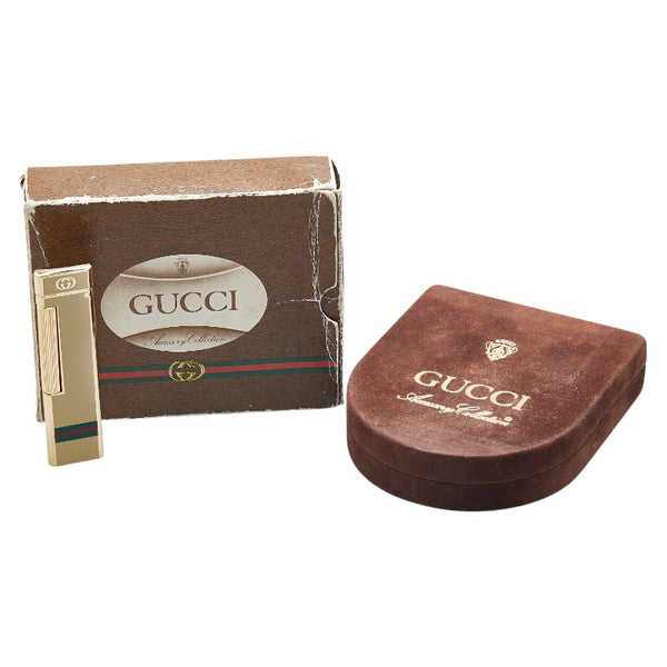 グッチ シェリーライン ガスライター ベージュ マルチカラー メッキ レディース GUCCI 【中古】