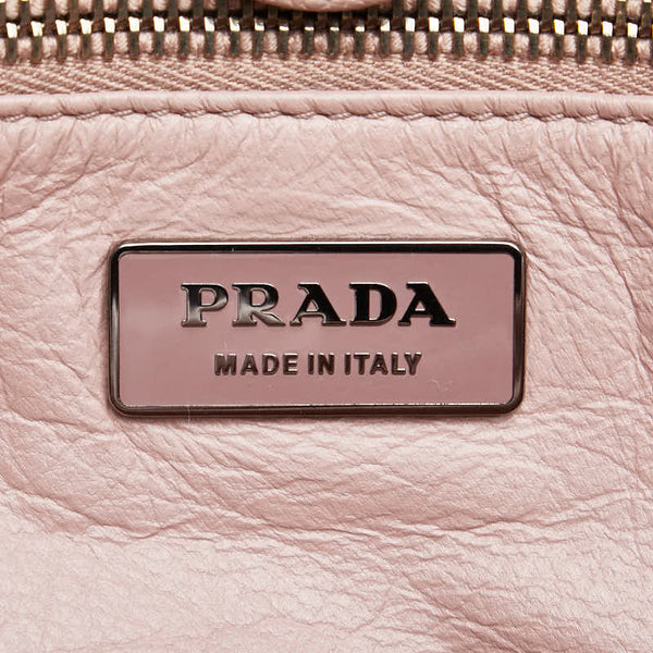 プラダ 三角ロゴプレート ハンドバッグ ワンショルダーバッグ BR2809 ピンク パープル パイソン レザー レディース PRADA 【中古】