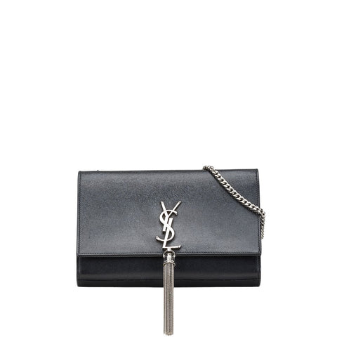 サンローラン クラック ケイト 斜め掛け チェーンショルダーバッグ 354119 ブラック レザー レディース SAINT LAURENT 【中古】