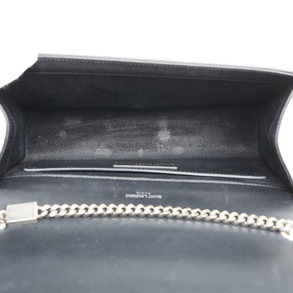 サンローラン クラック ケイト 斜め掛け チェーンショルダーバッグ 354119 ブラック レザー レディース SAINT LAURENT 【中古】
