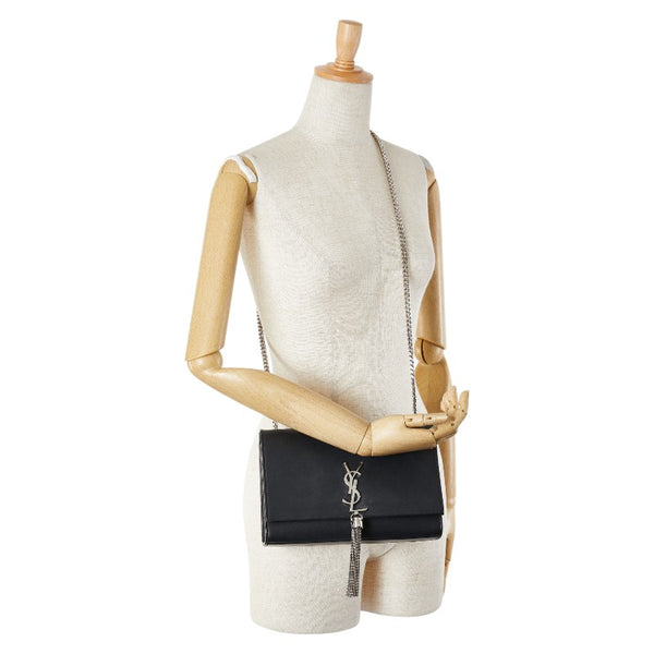 サンローラン クラック ケイト 斜め掛け チェーンショルダーバッグ 354119 ブラック レザー レディース SAINT LAURENT 【中古】