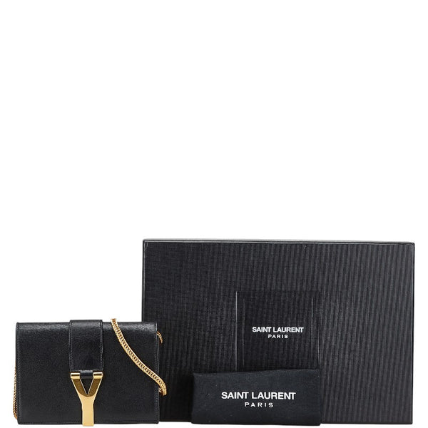 サンローラン クラシック Yライン サッチェル スモール チェーンショルダーバッグ 311215 ブラック レザー レディース SAINT LAURENT 【中古】