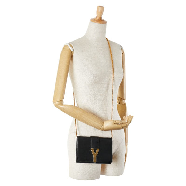 サンローラン クラシック Yライン サッチェル スモール チェーンショルダーバッグ 311215 ブラック レザー レディース SAINT LAURENT 【中古】