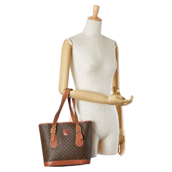 セリーヌ マカダム トートバッグ ブラウン PVC レザー レディース CELINE 【中古】