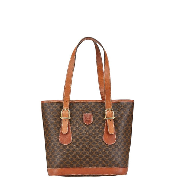 セリーヌ マカダム トートバッグ ブラウン PVC レザー レディース CELINE 【中古】