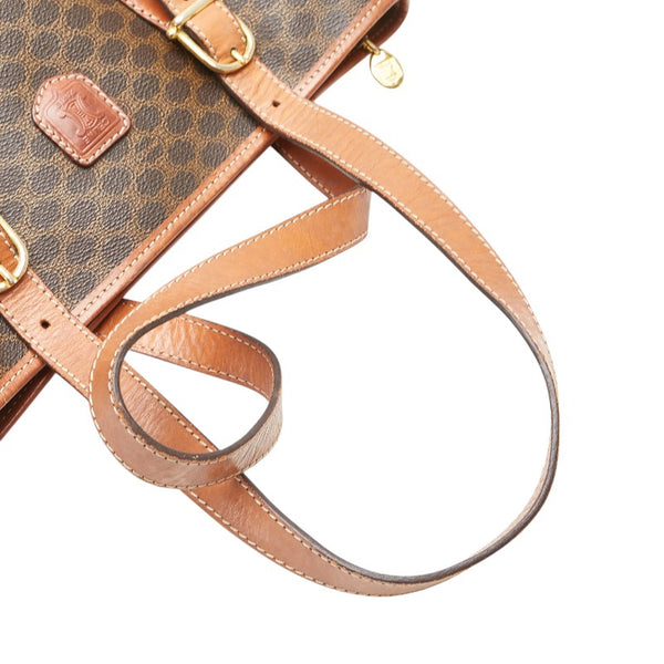 セリーヌ マカダム トートバッグ ブラウン PVC レザー レディース CELINE 【中古】
