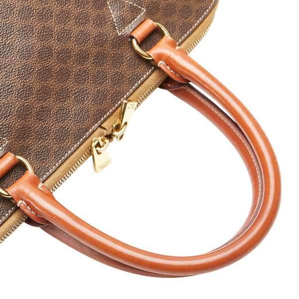 セリーヌ マカダム ハンドバッグ トートバッグ ブラウン レザー PVC レディース CELINE 【中古】