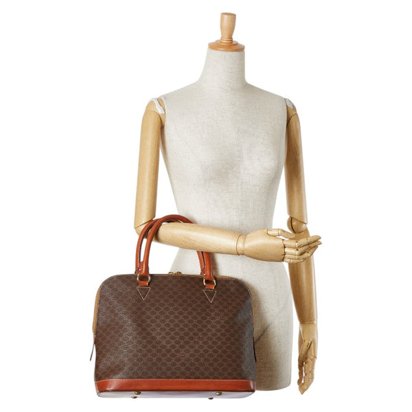 セリーヌ マカダム ハンドバッグ トートバッグ ブラウン レザー PVC レディース CELINE 【中古】