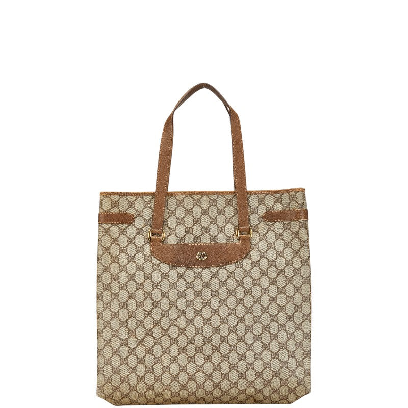 グッチ オールドグッチ GGスプリーム トートバッグ ベージュ ブラウン PVC レザー レディース GUCCI 【中古】