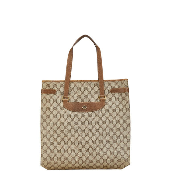 グッチ オールドグッチ GGスプリーム トートバッグ ベージュ ブラウン PVC レザー レディース GUCCI 【中古】