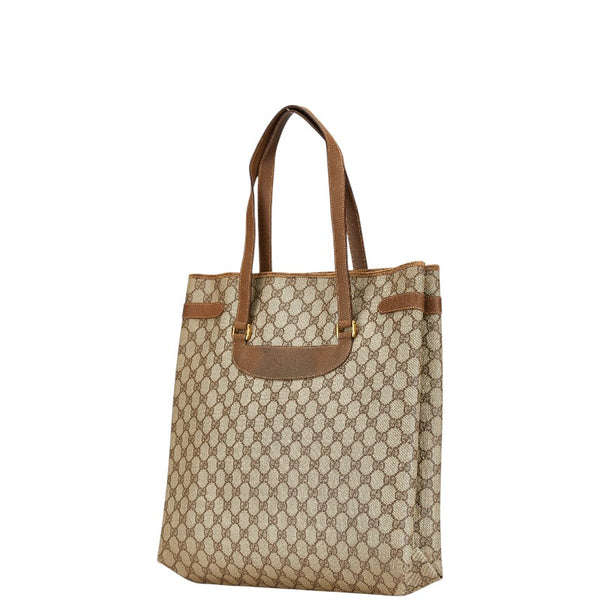 グッチ オールドグッチ GGスプリーム トートバッグ ベージュ ブラウン PVC レザー レディース GUCCI 【中古】